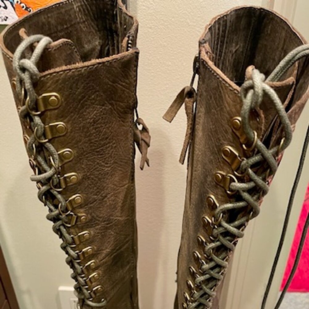 Jeffrey Campbell Ibiza Tall Lace Up Leather Boot 8 - Picture 2 of 6